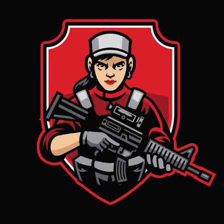 woman military badge designのイラスト素材