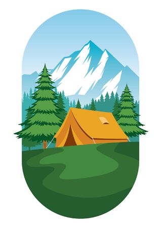 camping tent vector at the natureのイラスト素材