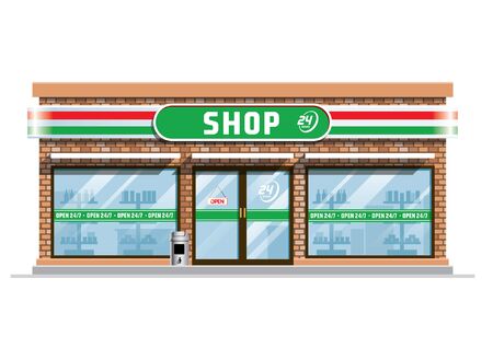 mini market buildingのイラスト素材