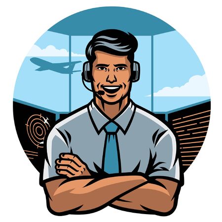 air traffic controller cross arm mascot character