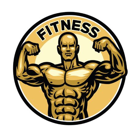 body builder flexing his muscleのイラスト素材
