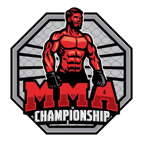 muscle fighter badge designのイラスト素材