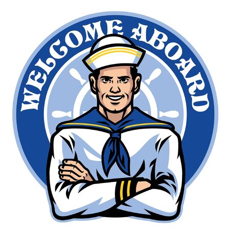 sailor pose crossing armsのイラスト素材