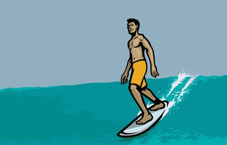 surfer at beach waveのイラスト素材