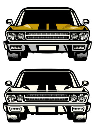 vector of muscle car classic front side lookのイラスト素材