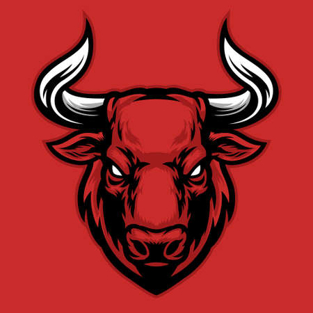 vector of head of angry big bullのイラスト素材