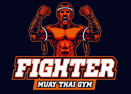 vector of mascot of muay thai fighterのイラスト素材