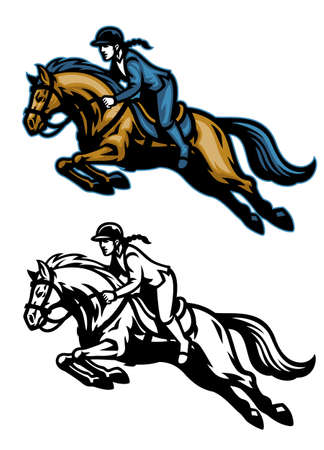 vector of running equestrian horse mascotのイラスト素材