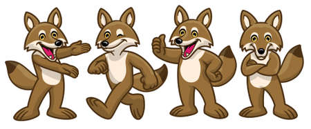 vector set of cartoon coyote mascot character