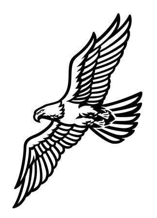 vector of flying eagle logo in black and whiteのイラスト素材