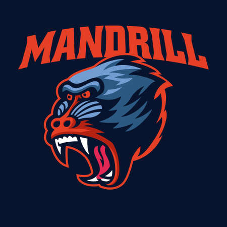 vector of Angry Mandrill Monkey head sportのイラスト素材