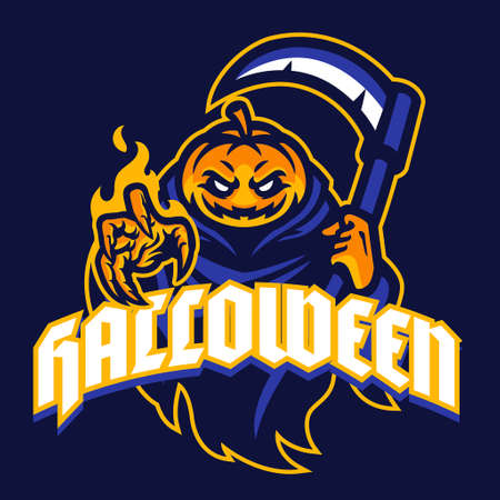 Halloween Pumpkin mascot in sport logo styleのイラスト素材