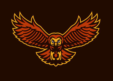 vector of Red owl mascot spreading the wingsのイラスト素材