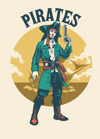 vector of Vintage Shirt design of Pirateのイラスト素材