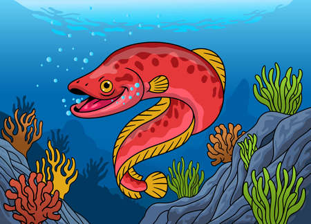 vector of Sea Eel Fish in the Reef Habitat