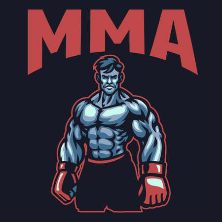 vector of Muscle MMA Fighter Mascotのイラスト素材