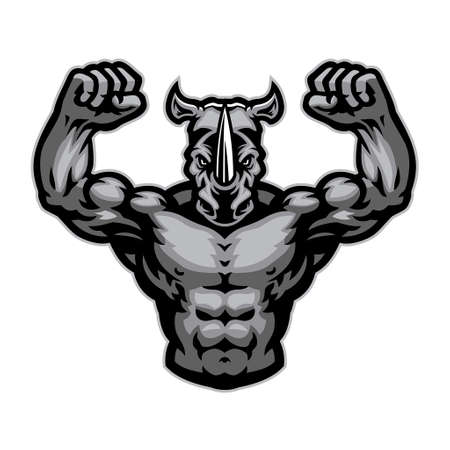 vector of Big Muscle of Rhino Show His Athletic Bodyのイラスト素材