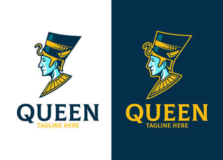 egyptian queen of nefertiti head logoのイラスト素材