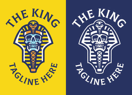 vector of skull head of pharaoh egyptian logoのイラスト素材