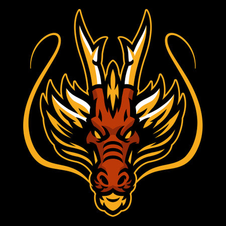 dragon head logo sport mascot logoのイラスト素材