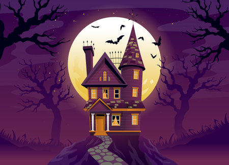 haunted house of halloween illustrationのイラスト素材