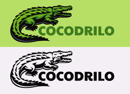 double logo of green crocodile mascot logoのイラスト素材