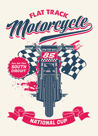 Vintage T-shirt Design of flat tracker motorcycleのイラスト素材
