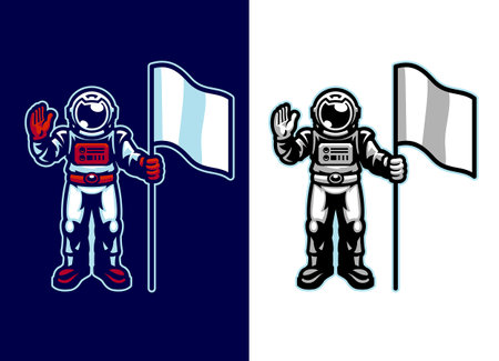 Astronaut Character Fly the Flagのイラスト素材