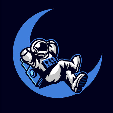 Astronaut Cartoon Chillin on the Moonのイラスト素材