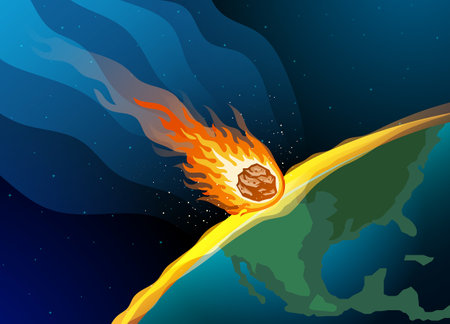 Big Fiery Meteor hitting the earthのイラスト素材