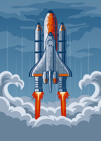 Space Ship Shuttle Launchのイラスト素材