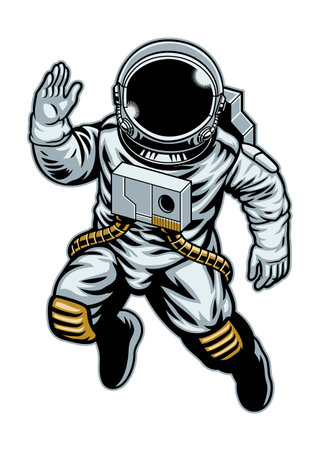 Space Suited Astronaut floatingのイラスト素材