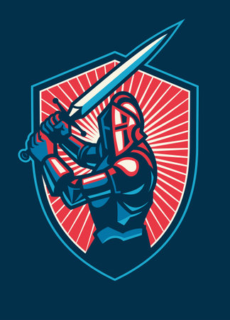 Knight Shield Badge Sport Logo Styleのイラスト素材