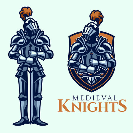 Medieval Knight Mascot Sport Logo Style Setのイラスト素材