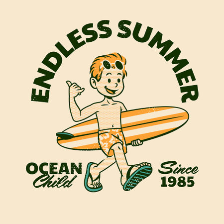 Vintage Retro Textured Beach Boy Shirt Designのイラスト素材