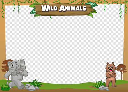 Frame Design of wild animal natural zooのイラスト素材