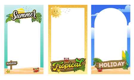 Set of Portrait Frame of Holiday Summerのイラスト素材