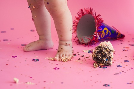 First birthday smash the cakeの写真素材