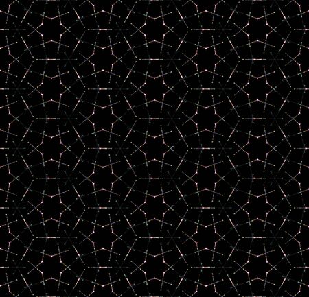 Night sky seamless pattern on black background. Abstract design of repeating glowing stars and...