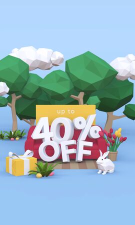 40 Forty percent off - Easter Sale 3D illustration.の写真素材