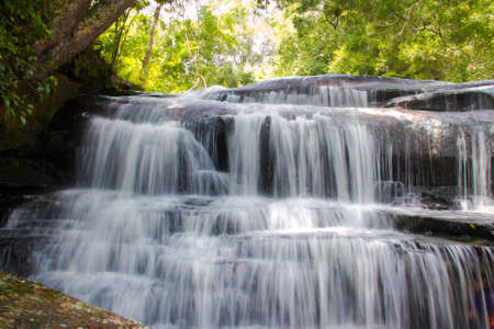 waterfall in National park,Thailandの写真素材