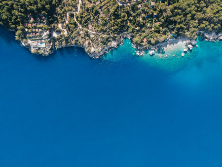 Natural landscape of summer Turkey beach on sea of blue and turquoise colorの写真素材