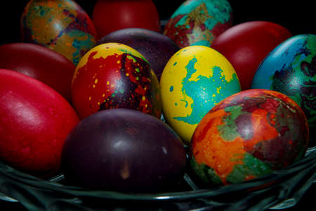 Close-up details background of colorful Easter eggsの写真素材