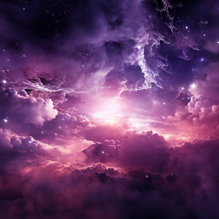 Fantasy clouds and stars in the night sky. 3D renderingの素材