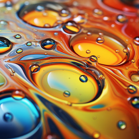 abstract colorful background with oil drops on water surface, macro shotの素材