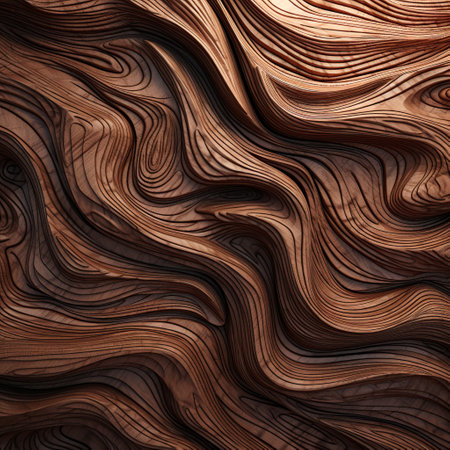 Wooden texture with wavy lines in brown colors. 3d renderingの素材