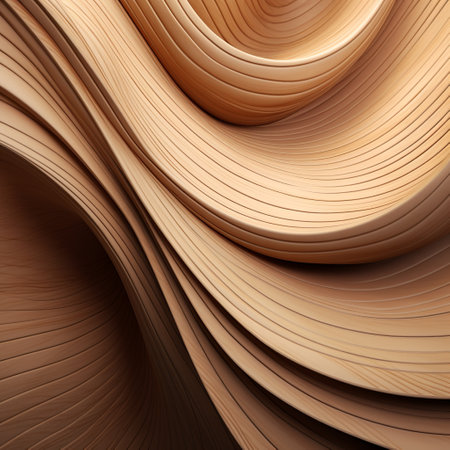 3d rendering of abstract background with wavy lines in brown colorsの素材