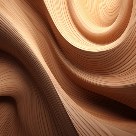 3d rendering of abstract brown background with smooth wavy lines.の素材