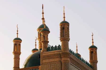 Landmarks of the roofs of a famous mosque in Sinkiang Chinaの写真素材