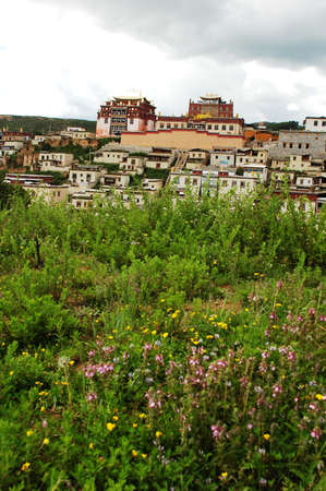 Landscape of a famous lamasery in Shangrila Chinaの写真素材